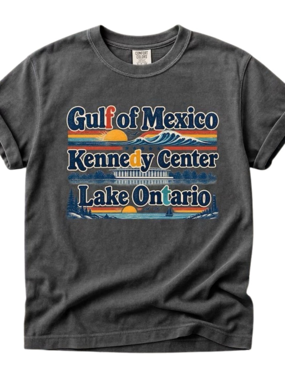 Comfort Colors Pepper Gulf of Mexico Kennedy Center Lake Ontario Graphic Tee